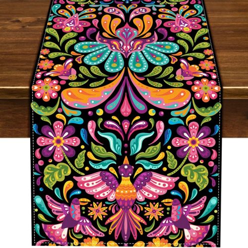 Nepnuser Cinco De Mayo Table Runner Mexican Dia De Los Muertos Party Decorations Mexico Fiesta Home Kitchen Dining Room Decor 72Inches Long