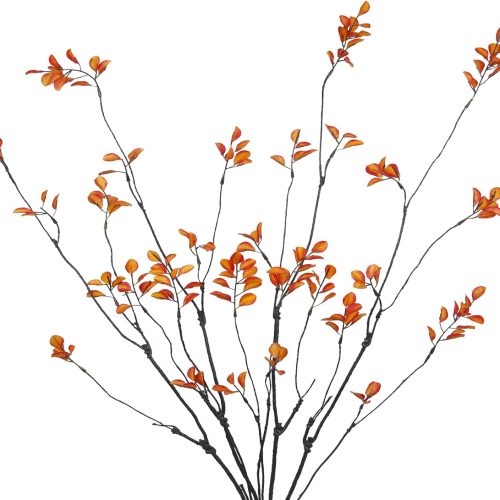 4 Pcs Artificial Greenery Stems Plants 35.4" Faux Branches for Vase Filler Fake Ficus Twig Plants Orange Leaves for Home Office Party Wedding Shop Autumn Fall Decoration