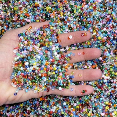 Seed Beads 6/0 4mm Glass Pony Beading DIY Craft Jewelry Making Assorted Mixed Colors, Large Bulk Set of Beads (Mixed Colors 3/4 Pound)