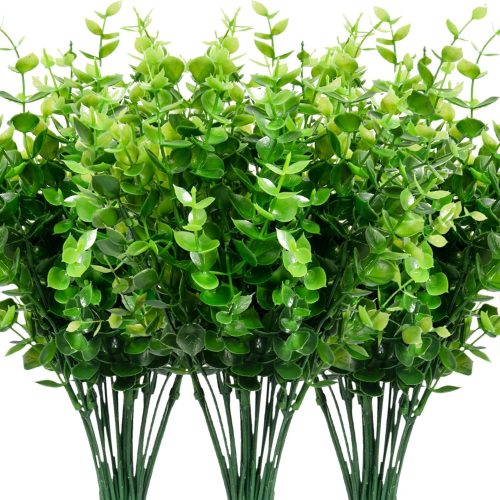 9 Bundles Fake Plants Artificial Boxwood Greenery 63 Stems Fade Resistant Faux Plastic Plants for Garden Farmhouse Porch Patio Window Box Wedding Office Home Indoor Outdoor Decor
