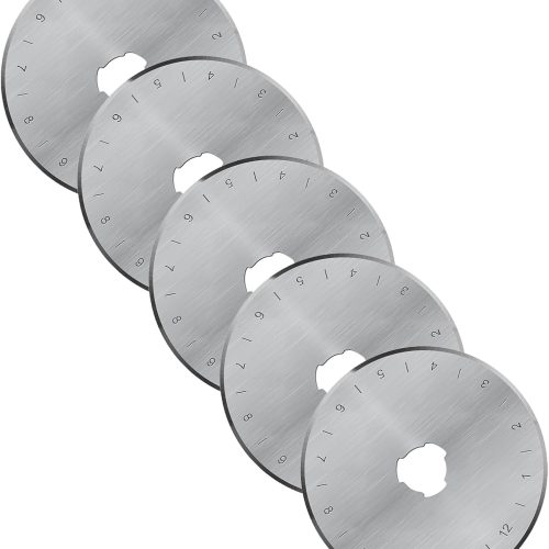 45mm Rotary Cutter Blades 5-Pack Replacement Blades Fits Fiskars, OLFA for Quilting Scrapbooking Sewing Arts & Crafts Sharp and Durable Cutter Blade (silver)