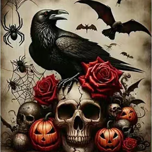 ZQEATRY 5D Diamond Painting Kits for Adults,Halloween Skull Eagle Diamond Art Kits for Adults Beginners,DIY Full Round Drill Crafts Gem Art Kits for Home Wall Decor 12x16inch