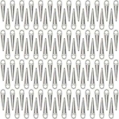 Gothic Spike Beads Skull Charms Silver Plated Alloy Rock Goth Cone Pendants Bulk for Jewellery Making DIY Craft Bracelet Necklace Earring