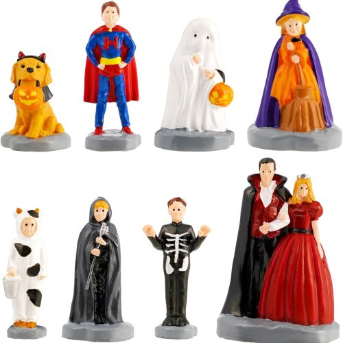 8 PCS Miniature Halloween Village Town People Figurines Sets Accessories Halloween Decor