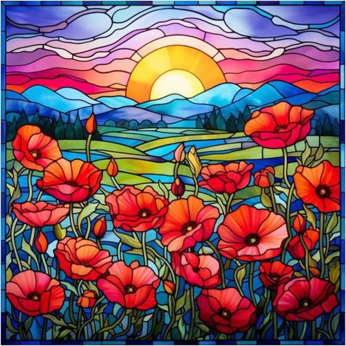 Diamond Painting Kits for Adults,5D Flowers Diamond Art Stained Glass Kits for Beginners, DIY Dot Bead Art, Full Round Paint by Diamonds Painting Gem Art for Home Wall Decor 12x12 Inch