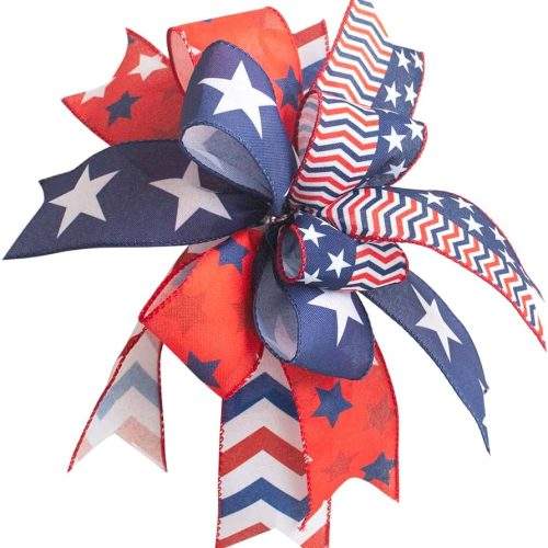 Veterans Day Bow for Wreath, Patriotic Wreath Bow, Memorial Day Wreath Bow, Handmade Mailbox Bow for Wreath Wall Party Patriotic Decor Decoration Tree Bow for Front Door Supplies