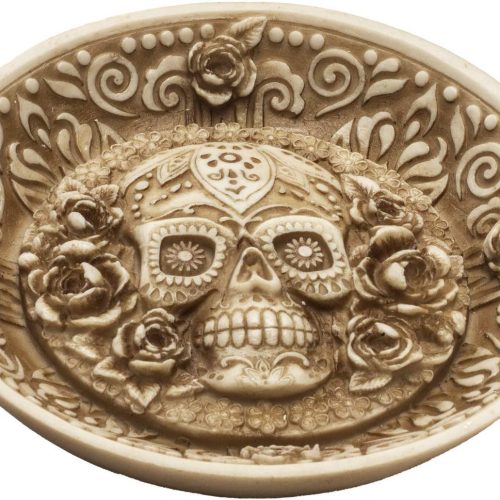 Day of The Dead Sugar Skull face Incense Burner Resin Figurine Dish