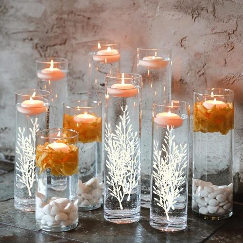 36Pcs Faux Flowers for Floating Candles, Floating-Effect Flowers for Vase Filler, Cylinder Vase Fillers Centerpiece Table Deocrations for Wedding, Party, Event, Home, Restaurant (Ivory)