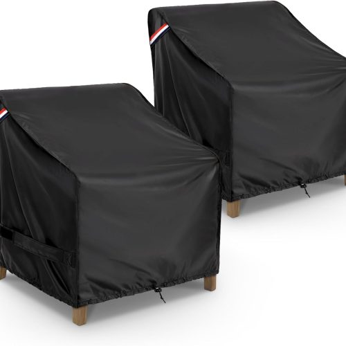 Waterproof Patio Chair Covers 2 Pack 32Wx37Dx36H Inches, All Weather Heavy Duty Outdoor Furniture Covers Black