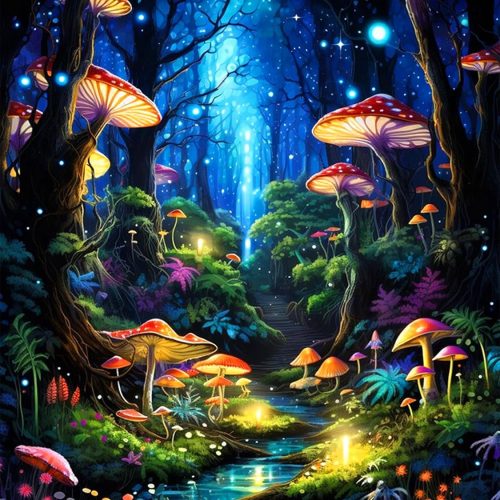 Enchanted Glow Forest Diamond Painting for Adults DIY Mushroom Diamond Art for Adult Beginners Mushroom Gem Painting Crafts for Adults Home Wall Decor 5D Gem Art Perfectly for Relaxation 12x16inch