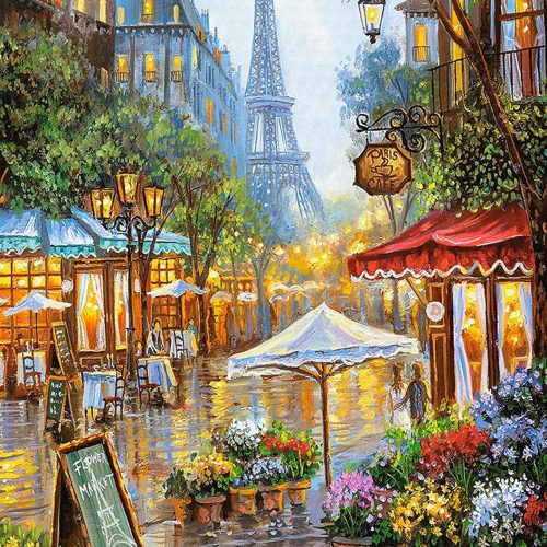 Diamond Painting Kits - 15x20 inch Round Full Drill Flower Shop de Paris Diamond Art Kits for Adults