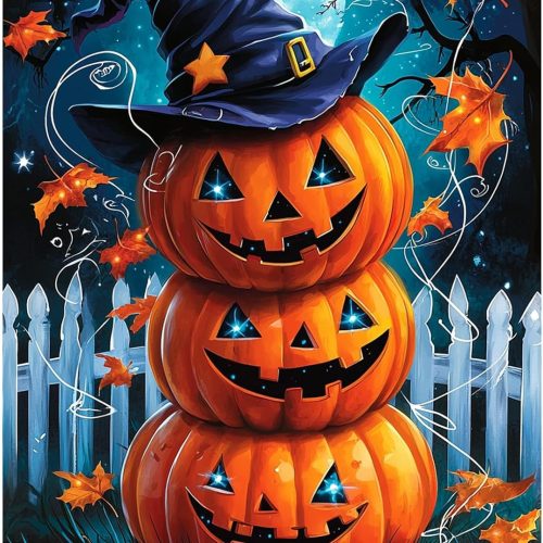 Halloween Pumpkins Diamond Painting Kits for Adults, 5D Diamond Art Kits for Beginners DIY Full Drill Gem Art Diamonds Painting Pictures DIY Crafts Kit for Wall Decor 12x16inch