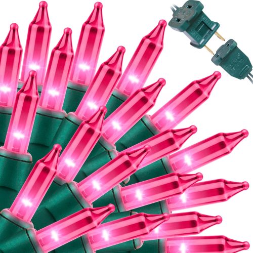 Super-Bright Extendable Pink Christmas Lights Decoration 100Lights 19.6ft UL Certified Mini Bulb String Lights Set for Outdoor Christmas Tree Garden Holiday Party Patio Wedding Garland Decor