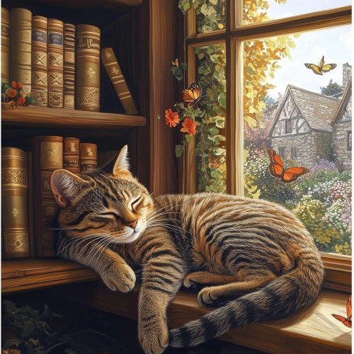 Diamond Art Kits for Adults Cat- Cat Diamond Painting Kit, DIY Gem Art for Adult, 5D Full Round Drill Gem Painting Crafts for Home Wall Decor Gifts(12x16inch)