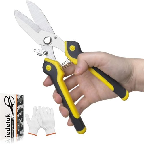 Scissors Heavy duty 9-inch, Shears Multipurpose, Stainless Steel Serrated Blades, Easy Cutting Iron Sheet, Leather, Tin, Wires, Cardboard