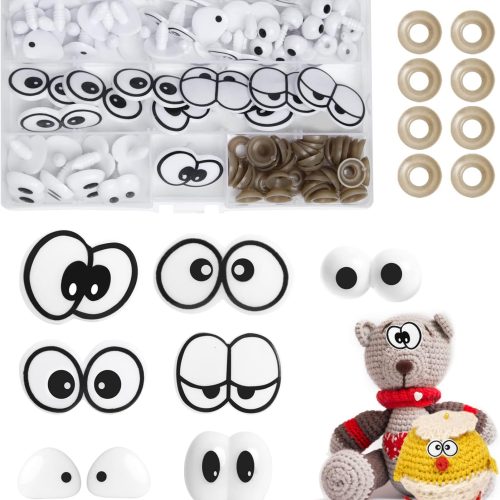 100pcs Safety Eyes for Amigurumi Crochet and DIY Clay Decor, MU TU HD 20-40 mm 8 Styles Plastic Large Crochet Eyes Puppet Craft Eyes with Washers for Crocheting Doll