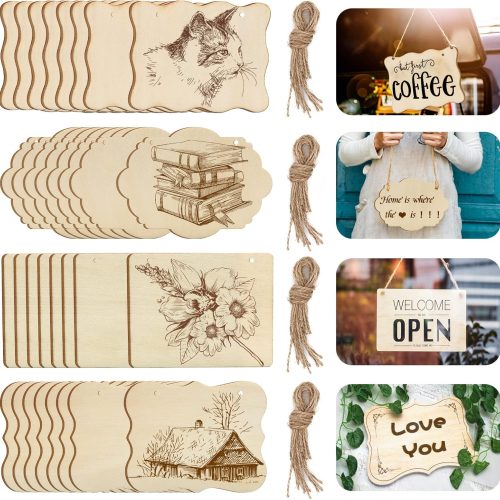 Unfinished Wood Ornaments, PETUOL DIY 32pcs 4x3in Creative Irregular Blank Wood Natural Slices for DIY Crafts, Painting, Wood Burning, Writing, Photo Props, Coasters and Home Decorations