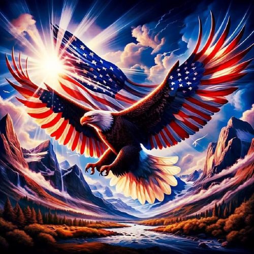 5D DIY US Flag Independence Day Eagles Diamond Painting Kits for Adults, US 4th of July Full Drill Crystal Rhinestone Paintings Pictures Arts Wall Decor Painting Dots Kits 13.8X13.8inch