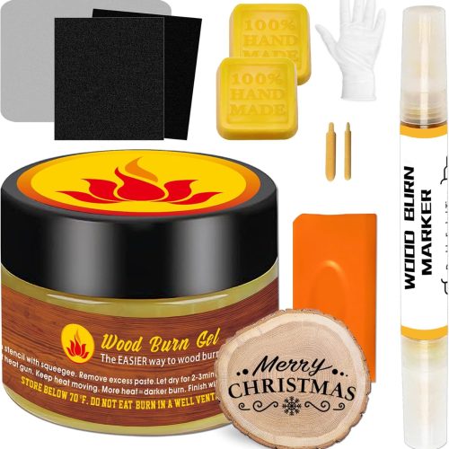 Wood Burn Paste Pen Kit, 4OZ Wooden Burning Gel, Double Sided Wood Burn Marker Kit for DIY Beautiful Wooden Burning in Minutes, Perfect for Beginners Handmade Meaningful Gifts