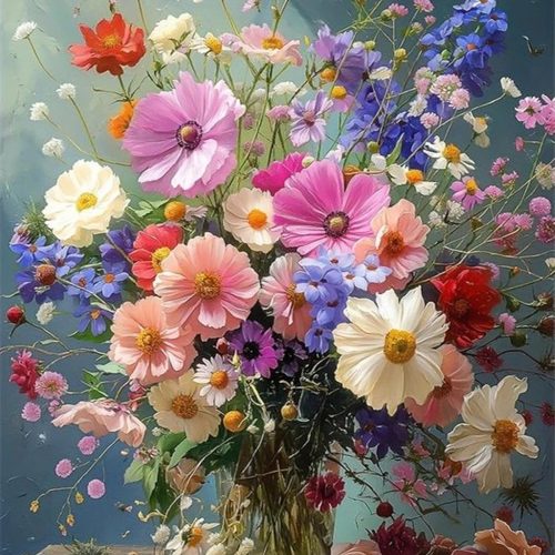 Flowers Paint by Numbers Kit for Adults,Flowers Paint by Number Kits for Beginner Acrylic On Canvas DIY Flower Oil Painting Kit Adults' Paint-by-Number Kits for Gift Home Wall Decor 16x20 Inch