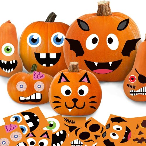 Halloween Pumpkin Decorating Kit Crafts Face Stickers Halloween Pumpkin Decor Stickers Jack O Lantern Stickers Pumpkin Stickers for Kids Halloween Party Favors 24 Sheet