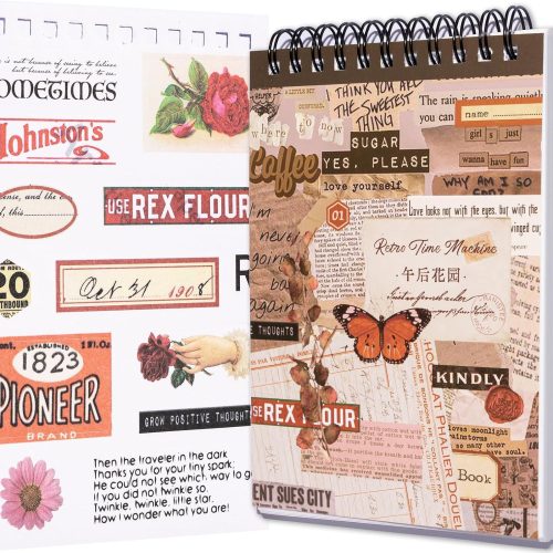 Vintage Scrapbook Sticker Book for Journaling, 532Pcs Pre-Cut Journal Stickers, Ephemera for Junk Journal Supplies, Scrapbooking Materials Crafts Arts Bujo for Adults