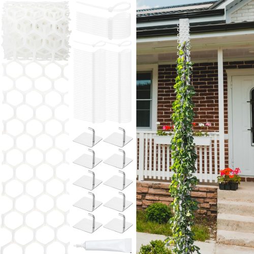 1 Downspout Rain Gutter Trellis Kit Plastic Downspout Trellis for Climbing Plants Outdoor White Lattice Vertical Wall Decor for Room Patio Garden(117 Pcs,144 x 4 Inches)