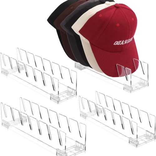 Hat Stand for Baseball Caps, 4 Pack Plastic Hat Organizer, Clear Hat Organizer and Display for 28 Baseball Caps, Hat Rack Hat Holder for Hat Rack for Bedroom, Closet, Dresser and Entrance