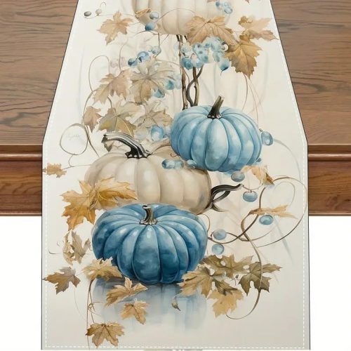 Linen Halloween Pumpkin Table Runner Seasonal Fall Vine Harvest Dinning Kitchen Table Decor for Home Party Holiday Decoration 13x72 Inch