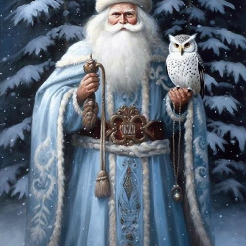Santa Claus with Eagle Diamond Painting Kit, 5D Full Round Drill Christmas Snow Tree Diamond Dots Arts Crafts for Adult Beginner Home Room Wall Holiday Decor (12 X 16 Inches)