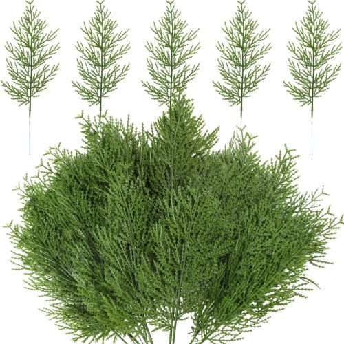 Christmas Greenery Stems, 60 Pcs Christmas Pine Picks, Faux Greenery Cedar Picks for Christmas Tree, Artificial Pine Branches for Christmas Decorations Home Wreath DIY (60, Green)