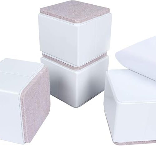 2 Inch Bed and Furniture Risers, Heavy Square Chair Sofa Couch Tables Risers, Width 2.4"-Adds 2" Height, Supports 20,000 lbs, Solid Steel Won't Crack & Scratch Floors (White, 4 Pack)
