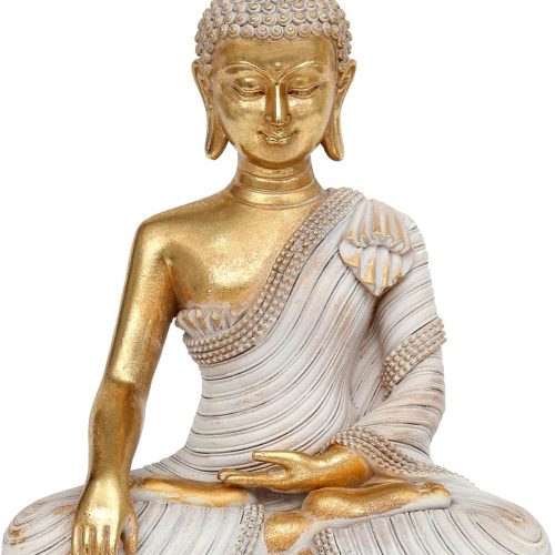 Gold Buddha Statue 10.2'' - Large Indoor Buddha for Home Decor, Zen, Living Room & Meditation