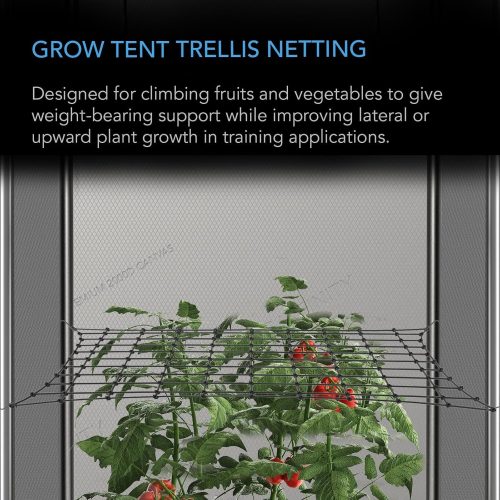 Grow Tent Trellis Netting 5x5', Heavy-Duty Elastic Plant Net with Steel Hooks, Flexible Hydroponics Support for Grow Tents, Gardening, and Horticulture