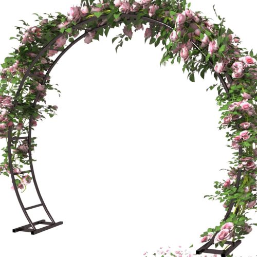 Metal Arch Backdrop Stand 8Ft Wide 7Ft High, Wedding Arch Frame for Wedding Decorations, Balloon Arch Stand with Base for Ceremony, Outdoor Garden Arch Trellis for Climbing Plants, Black