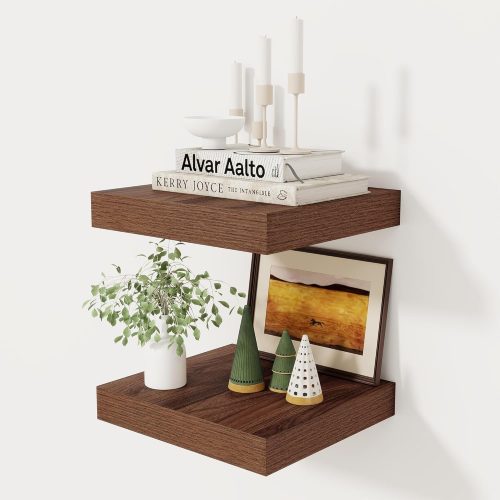 Fun Memories 12 Inch Floating Shelf, Rustic Wood Wall Shelves for Wall Decor & Storage, 12 x 12 Floating Shelf for Living Room