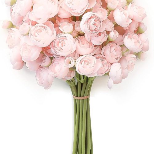 Ranunculus Artificial Flowers 18 Pcs Blush Faux Silk Mini Ranunculus Bulk Fake Wedding Filler Flowers for DIY Pink Bouquets, Centerpieces, Bridal Shower Decorations & Arrangements