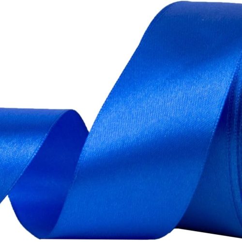 1 1-1/2 Inch Royal Blue Satin Ribbon Single Faced Sapphire Blue Fabric Ribbons for Gift Wrapping Sewing DIY Bows Floral Decoration Card Invitation Wreath Craft, 25 Yards