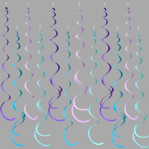 1 36 Pcs Mermaid Hanging Swirl Decorations Teal Purple Felt Swirl Streamer Spiral Ceiling Decorations Garland for Little Mermaid Under The Sea Birthday Wedding Bridal Shower Baby Shower Party Supplies