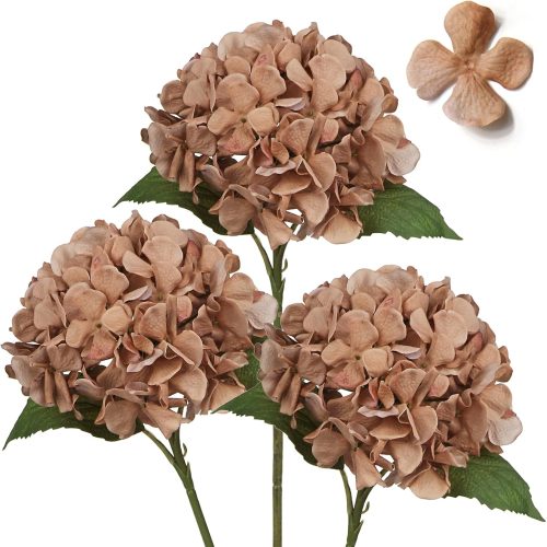 Dried Touch Hydrangeas Artificial Flowers 17" Tall Large Silk Hydrangea Stems Fake Hydrangea Arrangements for Home Office Table Centerpieces-Orange Hydrangea
