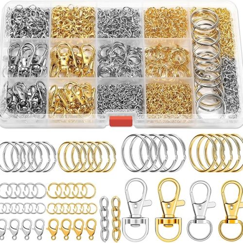 1 990PCS Keychain Making Kit, Keychain Craft Supplies Including Key Chain Hooks, Lobster Clasps, Key Rings and Jump Rings for Key Chain Making and Jewelry Making