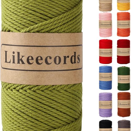 1 Cotton Macrame Cord, 3mm x 100m, 3 Strand Twisted, Macrame Rope & String for Craft, Knitting, Plant Hangers, Wedding & Christmas Decor (Natural White)