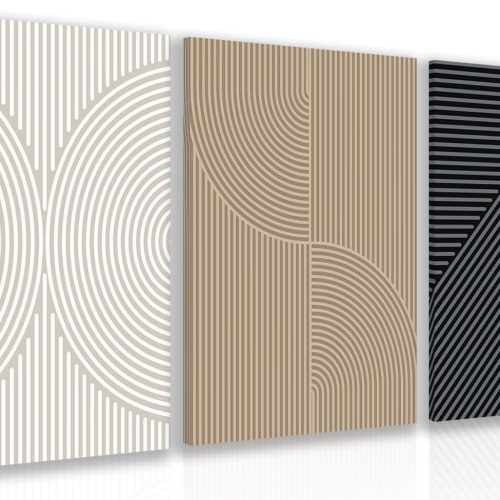 Boho Neutral Canvas Wall Art, Abstract Beige Brown Black Geometric Line Poster Prints, Modern Minimalist Painting Wall Decor, Framed Picture Artwork for Living Room Bedroom 12"x16"x3