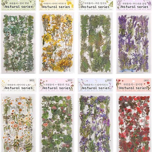 1 48 Sheets Vintage Plants Flowers Stickers Pack for Scrapbooking Junk Journals Bullet Journals Plants Planners, Roses Daisy Eucalyptus Fern Stickers for Natural Crafts