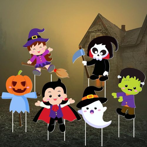 1. Halloween Yard Signs Cute Halloween Garden Stake Halloween Ghost Witch Scarecrow Yard Stakes Halloween Garden Stake Decorations for Lawn Decorations Outdoor Garden Home Party Decor