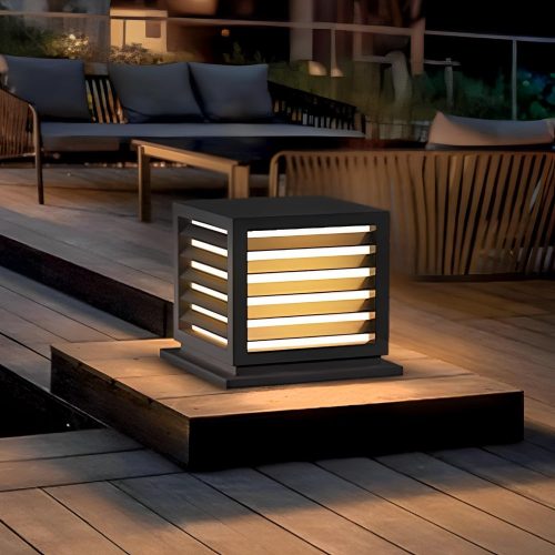 Outdoor Post Cap Lights, 9.8" × 8.3" Modern Luxury Post Lantern, Matte Black, IP65 Waterproof Stainless Steel Exterior Column Light for Gardens,Yards,Balconies,Passages or Entrances,etc