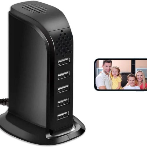 WiFi USB Charger Hidden Camera,1080P Wireless USB Charger Security Spy Cameras Nanny Cam 5 Port Plug WiFi Mini Video Camera for Home Surveillance with Motion Detection Remote View No Audio