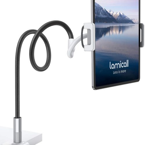 Gooseneck Tablet Holder Mount : Flexible Arm Clip Tablet Stand for Bed, Desk Mount, Compatible with iPad Pro 11", Mini Air, Galaxy Tabs More 4.7 to 10.5" Phones and Tablets