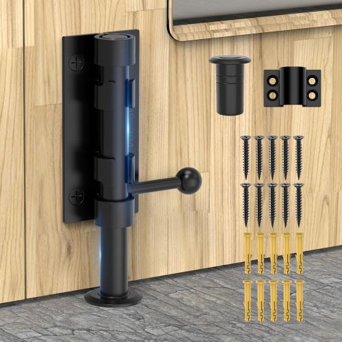 1 Slide Bolt Gate Latch Hardware, Barrel Bolt Latch, 6.3 Inch Heavy Duty Solid 304 Stainless Steel Black Finish Lock for Wooden Fence/Shed/Yard/Barn Door/Interior and Outdoor (Black)
