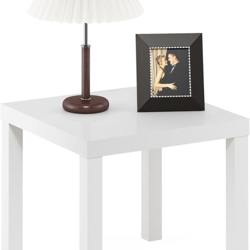 Furinno Classic Square Parsons Side End Table, 1-Pack, White